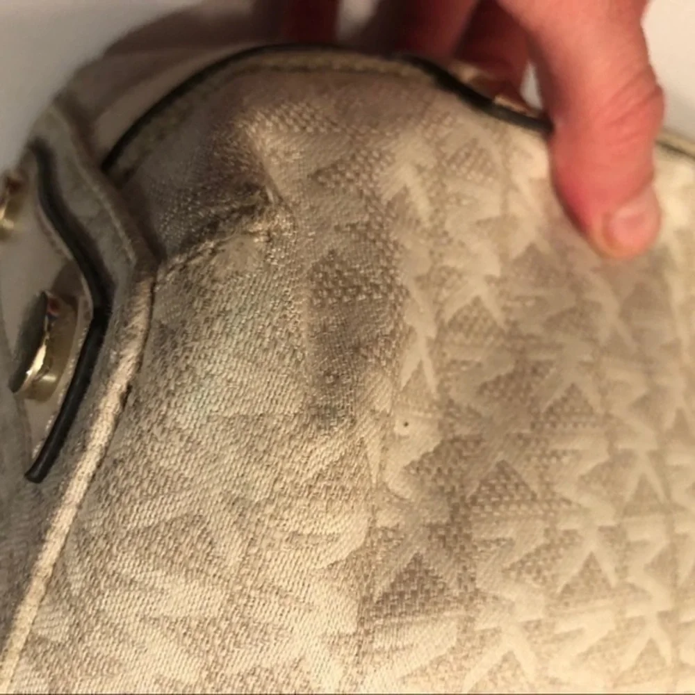 Michael kors signature white mk hobo bag